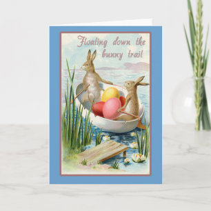 Cartão De Festividades Easter Card with Vintage Illustration