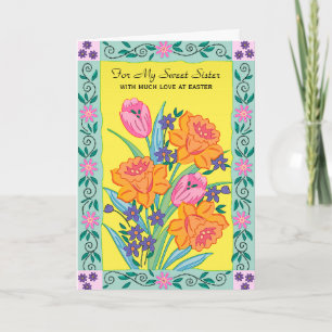 Cartão De Festividades Easter Cards: For My Sweet Sister