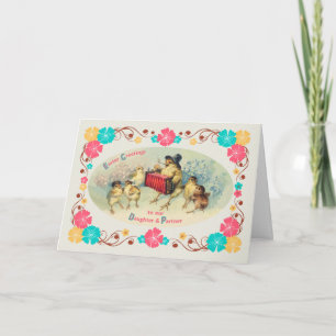 Cartão De Festividades Easter Daughter & Partner Vintage Musical Chicks
