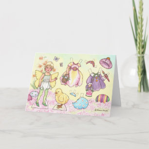 Cartão De Festividades Easter Fairy Paper Doll Greeting Card