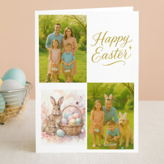 Cartão De Festividades Easter Family Photo Collage Folded 