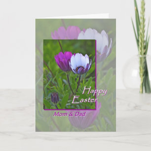 Cartão De Festividades Easter for Mom and Dad Purple Flowers