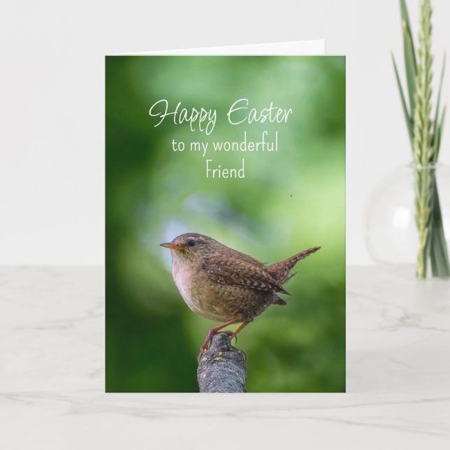 Cartão De Festividades Easter Friend  Wren Bird Wishes (Frente)