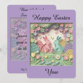 Cartão De Festividades Easter Greeting Card with two little bunnies