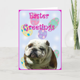 Cartão De Festividades Easter Greetings Bulldog greeting card