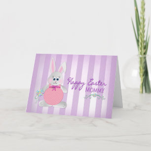 Cartão De Festividades Easter - Mommy - Bunny - Purple Stripes