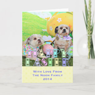 Cartão De Festividades Easter - Shih Tzu - Clementine and Winston