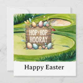 Cartão De Festividades Easter themed for golfer on green grass 
