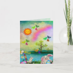 Cartão De Festividades Easter Whimsey CUSTOM Greeting Folk Art