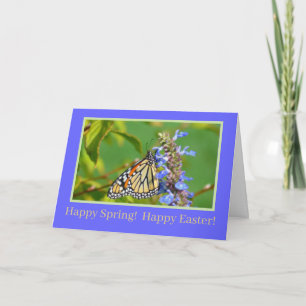 CARTÃO DE FESTIVIDADES EASTER WISHES/MONARCH BUTTERFLY ON FLOWER/ CUSTOMI