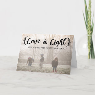 Cartão De Festividades Ebony Elegant Sketch Love & Light Holiday Photo