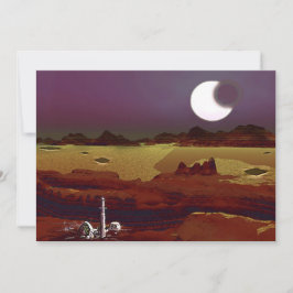 Cartão De Festividades Eclipse Acima Das Terras Distantes. Planeta aliení