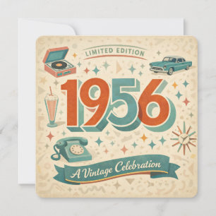 Cartão De Festividades Edição Limitada Aniversário 1956   Estilo Retrô 50
