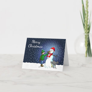 Cartão De Festividades Edifício Snowman