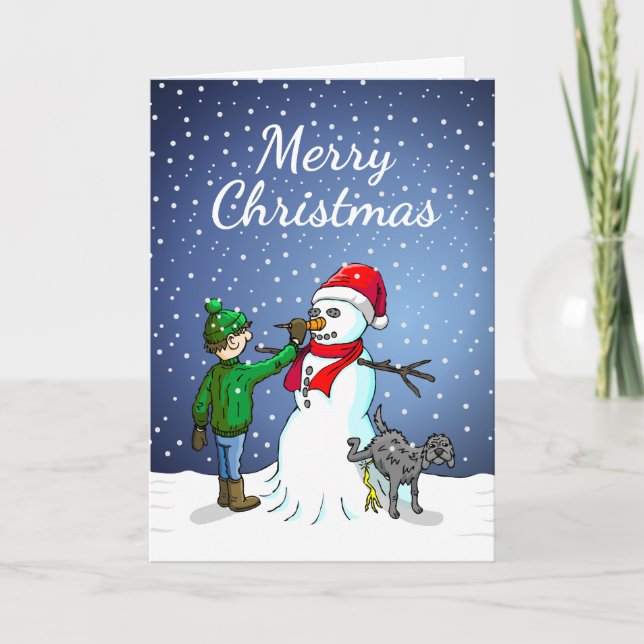 Cartão De Festividades Edifício Snowman (Frente)