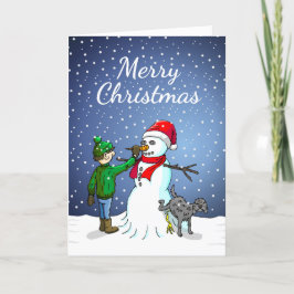 Cartão De Festividades Edifício Snowman