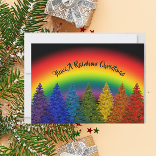 Cartão De Festividades Editable Rainbow Christmas Tree