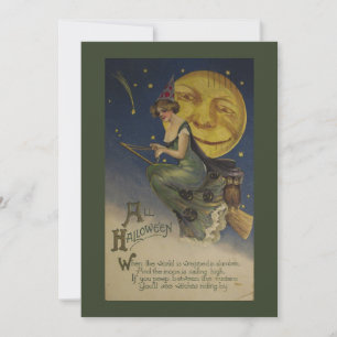 Cartão De Festividades Editável Divertido Vintage Halloween