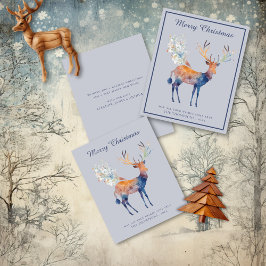 Cartão De Festividades Efeito de Aquarela Festivo Deer Christmas