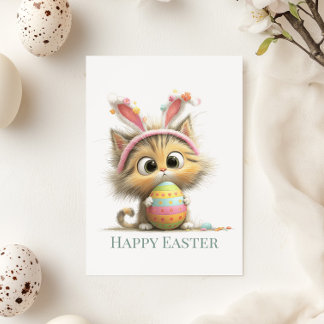 Cartão De Festividades Egg-stra Cute Easter Cat Flat Greeting Card
