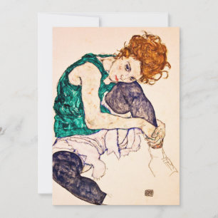 Cartão De Festividades Egon Schiele - Mulher Sentada Com Pernas Desenhada