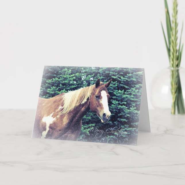 Cartão De Festividades Égua da pintura do Feliz Natal (Frente)