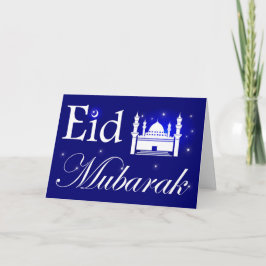 Cartão De Festividades Eid al-Adha, Eid Mubarak, mesquita e estrelas no