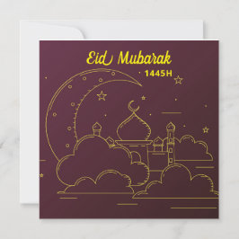 Cartão De Festividades Eid Mubarak 1445 Hijriah Line art