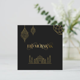 Cartão De Festividades Eid Mubarak 2024 - Caligrafia Ouro
