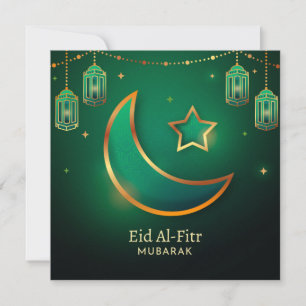 Cartão De Festividades Eid Mubarak Crescent Estrela Lanterna Islâmica Ver