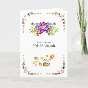 Cartão De Festividades Eid Mubarak Floral Paisley Family Photo Greeting