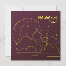 Cartão De Festividades Eid Mubarak Line art