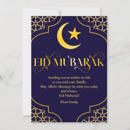Cartão De Festividades Eid Mubarak Nome Personalizado Elegante Azul Moder