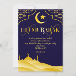 Cartão De Festividades Eid Mubarak Nome Personalizado Elegante Azul Moder