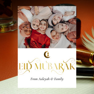 Cartão De Festividades Eid Mubarak Ramadan Elegante Foto Dourada