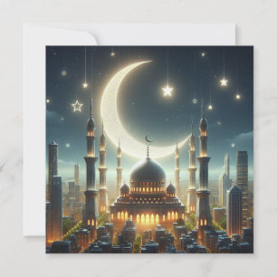Cartão De Festividades Eid Mubarak Ramadan Saudação Personalizável