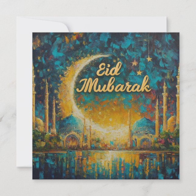 Cartão De Festividades Eid Mubarak Ramadan Texto de Saudações Personalizá (Frente)
