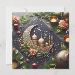 Cartão De Festividades Eid Mubarak Ramadan Texto Personalizável de Saudaç