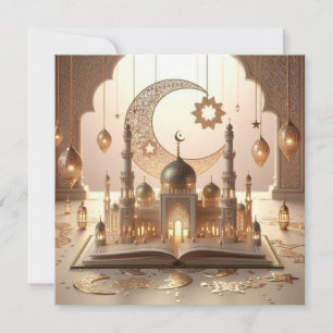 Cartão De Festividades Eid Mubarak Ramadan Texto Personalizável de Saudaç