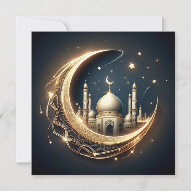 Cartão De Festividades Eid Mubarak Saudação Personalizável Texto Ho (Frente)