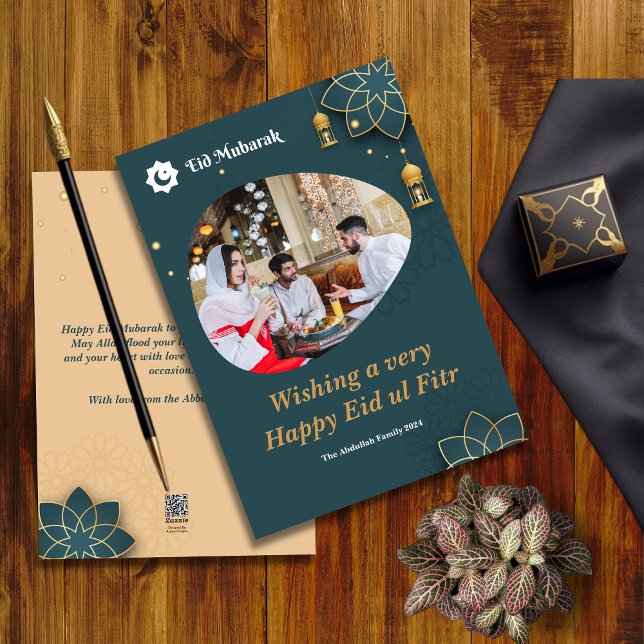 Cartão De Festividades Eid ul Fitr Family Foto Eid Mubarak (Eid ul Fitr Family Photo Eid Mubarak Holiday Card)