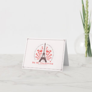 Cartão De Festividades Eiffel Tower Red Valentines Hearts