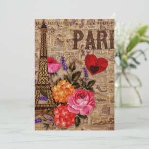 Cartão De Festividades Eiffel Tower Vintage francês