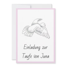 Einladungskarte zur Taufe mit Taubennestas Mädchen