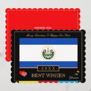 Cartão De Festividades El Salvador Flag & Happy New Year/Best Wishes Card