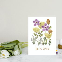 Cartão De Festividades Ele É Placa Floral Risen Páscoa