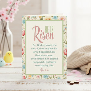 Cartão De Festividades Ele É Risen Floral Pastel Páscoa Cristã