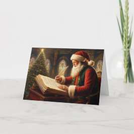 Cartão De Festividades Ele está verificando sua lista…