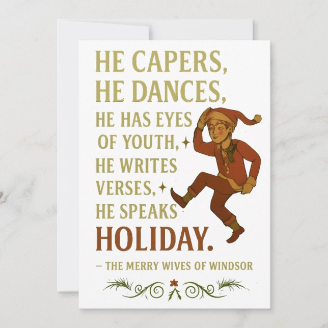 Cartão De Festividades Ele pula, ele dança, ele tem olhos de juventude... (Frente)