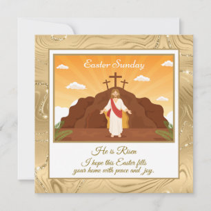 Cartão De Festividades "Ele Ressuscitou" Feliz Páscoa - Religioso Persona